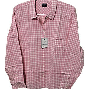 UNTUCKit Women's Calina Long Sleeve Shirt Sz 2 Pink White Gingham Plaid Cotton